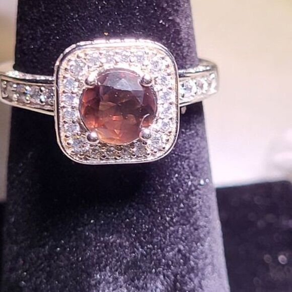 Elite New .925 Sterling Silver 0.56ctw Smoky Topaz & Sapphire Ring Size 6 - Picture 3 of 7